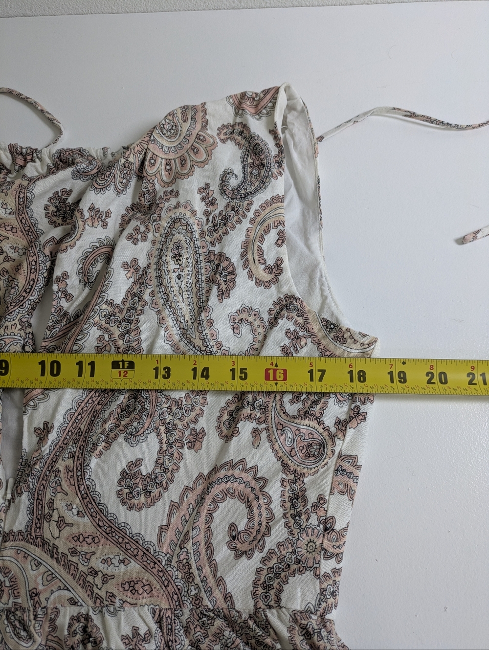 Bardot Paisley Sleeveless Extra Wide Leg Linen Dress Jumpsuit Tan White Sz S EUC - Picture 13 of 16